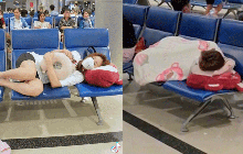 Lan Ngọc bị bắt gặp ngủ vật vờ trên ghế chờ, bỏ quên hình tượng "ngọc nữ" giữa sân bay