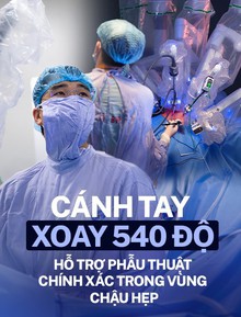 Tận mắt chứng kiến bác sĩ ở Hà Nội điều khiển robot cách bệnh nhân hơn 1 mét để cắt khối u ung thư trực tràng