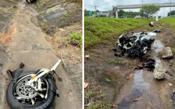 Xe Honda Thái gãy đôi sau tai nạn nhưng người lái chỉ bị thương nhẹ nhờ thứ rất lạ: CSGT cũng dùng xe này