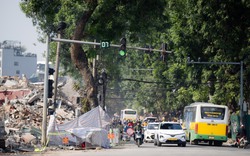 Toàn cảnh hiện trạng đường Đê La Thành sau khi được giải toả để xây đường vành đai 1