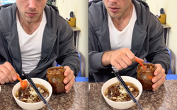 Nhìn khách Tây ăn bún chả, dân mạng Việt hết hồn vì "tưởng anh ấy vừa đi bốc vác về"