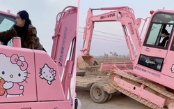 Nữ công nhân sơn máy xúc Hello Kitty màu hồng: Khi công trường cũng cần… sự lãng mạn
