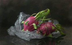 Bức tranh 2 quả thanh long trông thật đến mức "có thể bổ ra ăn được luôn" gây bão mạng: Hé lộ về tác giả