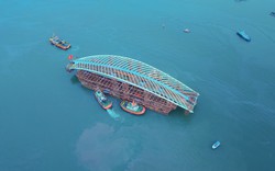Cận cảnh "lá dừa nước" 3.400 tấn vượt biển về trung tâm TP HCM, sẵn sàng "hợp long" trong 2 ngày tới