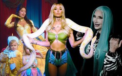 Sao USUK chơi lớn Halloween: Paris Hilton bê trăn sống hóa Britney Spears, Kim Kardashian hóa trang thành chính... con gái mình!
