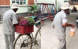 Xúc động clip cụ ông bán ve chai mang hoa Tết đến tặng ân nhân