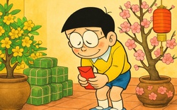 Nếu đến Việt Nam đón Tết, nhóm bạn Doraemon tự nhiên được lì xì: Người ngượng ngùng cảm ơn, người nhận nhanh như gió