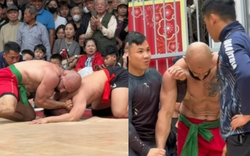 Kịch tính đấu vật hội làng đầu xuân: Đô vật Nga trật cả khớp vai khi đấu với võ sĩ MMA Việt Nam