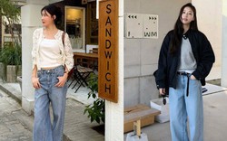 Phụ nữ Hàn mặc quần jeans ống rộng rất đẹp với 5 công thức