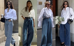 Sơ mi trắng và quần jeans ống rộng: Công thức “đinh” 2026 cho vẻ đẹp tối giản mà vẫn sang tuyệt đối