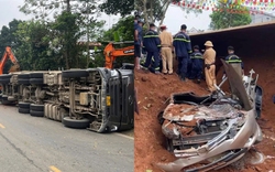 Hiện trường vụ xe đầu kéo đang đi thì đổ ra đường, đè 2 phụ nữ tử vong ở Phú Thọ