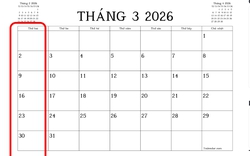 Tháng 3/2026 tưởng đã dài lắm rồi: Ai ngờ tháng 11/2026 cũng trải ra 6 tuần và có hẳn 5 ngày thứ Hai!