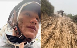 Xúc động thầy giáo vùng cao bùn bắn tận mặt, hướng dẫn trẻ đi học trên đường lầy