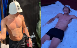 Sốc với cảnh Bùi Tiến Dũng cởi trần lộ body 6 múi "tắm tuyết" giữa -6độ C, "bài test" khắc nghiệt từ nhà vợ Tây