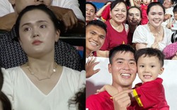 Tiểu thư Quỳnh Anh cười tít mắt, tự hào kể về bàn thắng của Duy Mạnh: Chồng em rất hiếm khi ghi bàn nên em rất vui