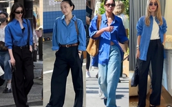 Không cần cố: Chỉ sơ mi xanh dương và quần ống rộng cũng đủ tạo thần thái riêng