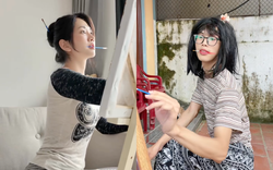 Cả TikTok hóa Lê Bống: Miệng ngậm cọ, tay tô màu, mắt nhìn xa xăm