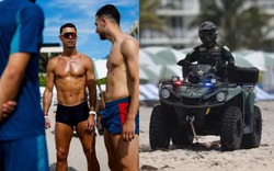 Ronaldo bị an ninh ngăn xuống tắm biển vì sức hút quá khủng khiếp khiến bãi biển đông cứng