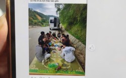 Du khách trải chiếu ngồi ăn uống dưới lòng đường ở thác Bản Giốc, rồi đăng facebook khoe: Đã bị xử lý