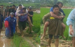 Gần 2 giờ giải cứu 2 người đàn ông mắc kẹt giữa suối lũ ở Lai Châu