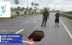 Xuất hiện hố ‘tử thần’ giữa đường gom khu công nghiệp ở Thái Nguyên