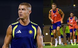 Ronaldo khoe body cuồn cuộn tuổi 41, đeo nhẫn cưới đến sân bóng, biểu cảm cực đáng yêu khi được đồng đội chúc phúc