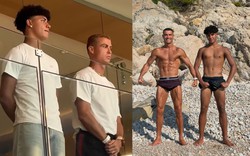 Ronaldo xuất hiện bảnh bao nhưng con trai mới chiếm "spotlight": 16 tuổi đã cao 1m85, màn cha con đọ cơ bắp cũng gây choáng
