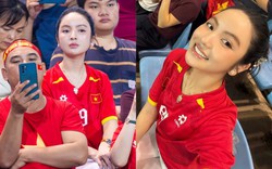 Loạt ảnh Chu Thanh Huyền - vợ Quang Hải trên sân Mỹ Đình lọt ống kính truyền thông còn xinh hơn ảnh tự đăng
