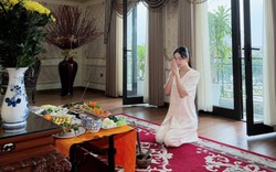 Căn phòng thờ trong biệt thự 4 tầng của nhà chồng Mai Ngọc lộ diện qua cảnh cúng rằm tháng 7