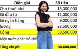 Vợ chồng gửi tiết kiệm lãi 9 triệu/tháng, tổng thu nhập 58,5 triệu thì chi tiêu thế nào?