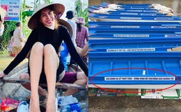Netizen tranh cãi hình ảnh Thuỷ Tiên tặng thuyền máy cứu trợ miền Trung nhưng chỉ ghi tên 2 vợ chồng, phía chính chủ nói gì?