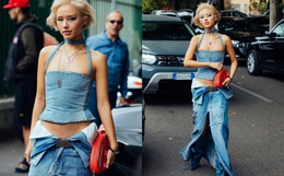 &quot;Cô Em Trendy&quot; Khánh Linh mặc đồ tái chế tại Tuần lễ Thời trang Quốc tế Milan