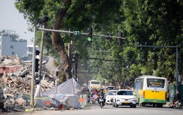 Toàn cảnh hiện trạng đường Đê La Thành sau khi được giải toả để xây đường vành đai 1