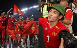 Đình Bắc đội mũ cối, cờ tổ quốc tung bay phấp phới mừng U22 Việt Nam "hạ" Thái Lan đẳng cấp giành vàng SEA Games