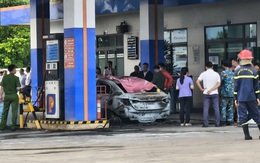 Hiện trường ô tô bốc cháy tại cây xăng khiến 2 thiếu niên tử vong