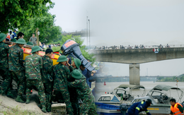 Hàng trăm người dõi theo cuộc tìm kiếm Thiếu tá mất tích trên sông Trà Lý sau khi lao xuống sông cứu người