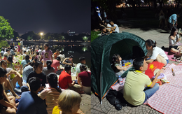 Pháo hoa chưa bắn, Công viên Thống Nhất đã đông nghịt: Người dân dựng lều, trải thảm ngồi chờ