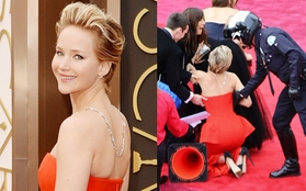 Jennifer Lawrence bị nghi đóng kịch khi liên tục ngã ở Oscars