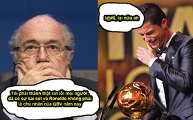 Ảnh chế: Ronaldo khóc nức nở vì bị trao nhầm... Quả bóng vàng
