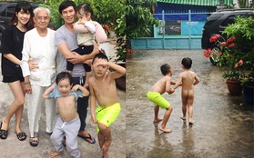 Khoảnh khắc con trai Lý Hải vô tư cởi trần tắm mưa ở quê nội