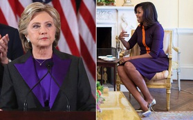"Tâm đầu ý hợp" với Hillary Clinton, bà Obama cũng chọn đồ tím để tiếp vợ Donald Trump