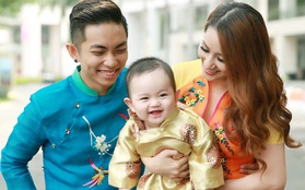 Con trai Khánh Thi - Phan Hiển diện áo dài cực đáng yêu bên bố mẹ