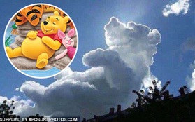 Chẳng sắp đặt mà đám mây hình gấu Pooh bỗng hiện trên bầu trời