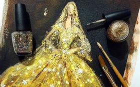 Bộ sưu tập váy dạ hội thời trang lộng lẫy được vẽ nên từ sơn móng tay