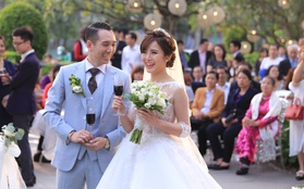 ĐỘC QUYỀN: Tú Linh mặc váy cô dâu, rạng rỡ trong tiệc cưới buổi tối