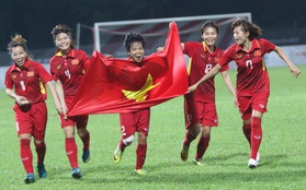 Màn ăn mừng của tuyển nữ Việt Nam sau khi giành HC vàng SEA Games 29