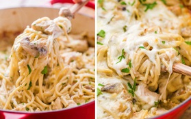 Xuýt xoa với mỳ gà nấm sốt kem Tetrazzini thơm ngậy