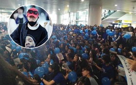 Leeteuk (Super Junior) đăng hình cảm ơn fan Việt "trải xanh" cả sân bay Nội Bài để đón anh