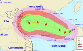 Bão số 11 tiếp tục mạnh lên, có thể giật cấp 16, hướng thẳng vào đất liền