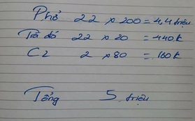 Xôn xao một hóa đơn ăn phở gần 5 triệu đồng ở Phủ Lý - Hà Nam